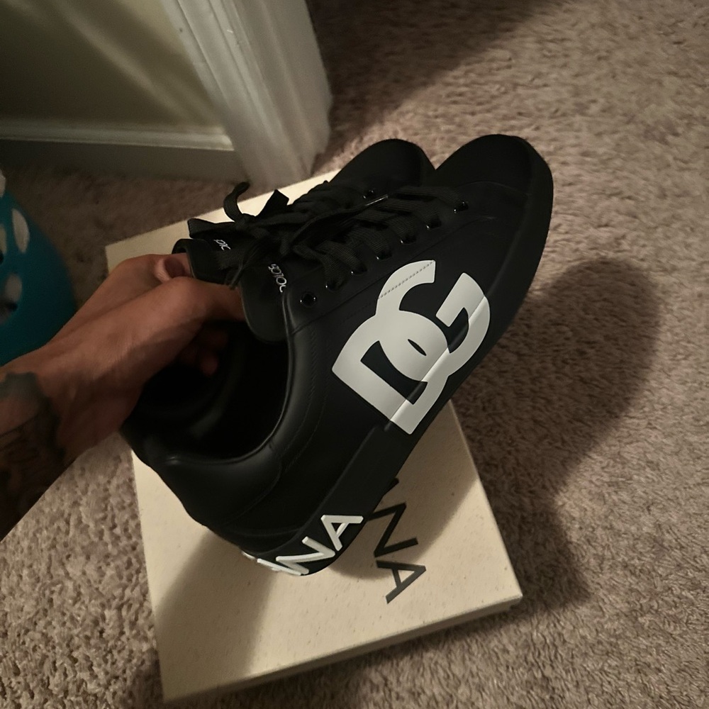 Dolce & Gabbana Men's Black and White Logo Sneakers
